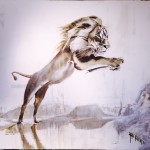 Leeuw van David Yarrow geschilderd