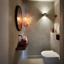 Toilet / wanden PALLADIO / Carte Colori / stuctechniek met kalkverf afgewerkt met wax