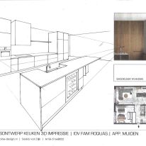 Ontwerp keuken met zitgelegenheid aan eiland